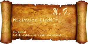 Miklovicz Ilmár névjegykártya